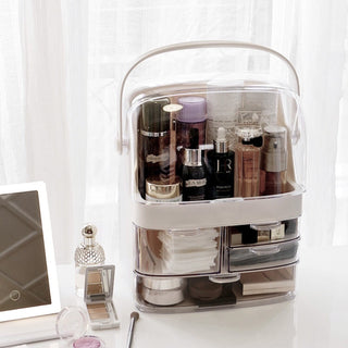 White Portable Cosmetic Box Makeup Storage