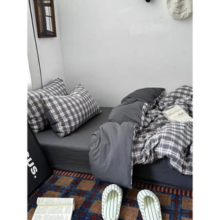 Gray Mix Check Pattern Duvet Cover Set 2 Sizes  All Seasons