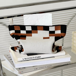 Mosaic Pattern Knit Tissue Case   Hanging Type