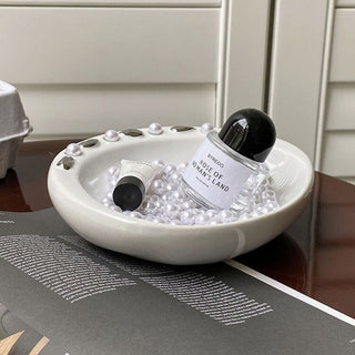Shell motif ceramic accessory tray