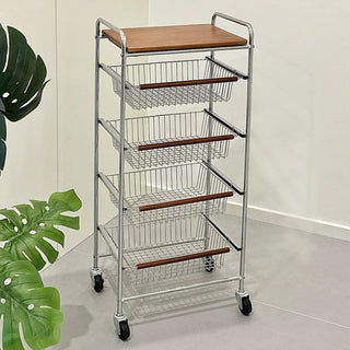 Castered drawer slim wood storage rack  wagon side table
