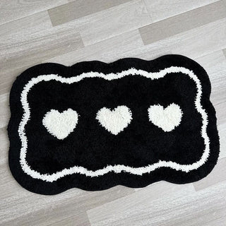 Monochrome heart pattern wavy door mat 50x80cm