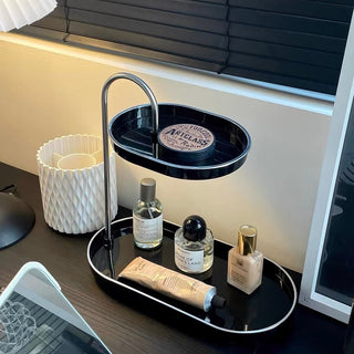 Top Slide Oval Two-Tier Tray   Cosmetics Storage Perfume Storage Tray