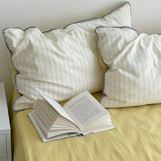 Stitch Color Stripe Cotton Duvet Cover Set