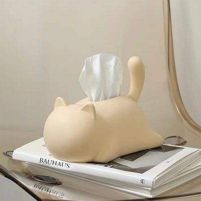 Lying Down Cat Ceramic Tissue Case  Cat Tissue Box