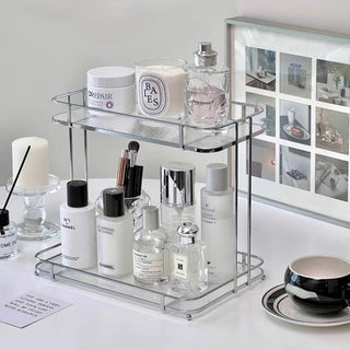 Clear Silver Stripe Pattern Cosmetic Storage Rack