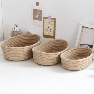 Rope braided storage baskets piece set