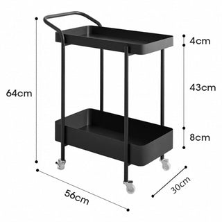 Handle Castered Iron Two-Tier Side Table
