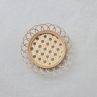 Flower Motif Bamboo Coaster Set of 2
