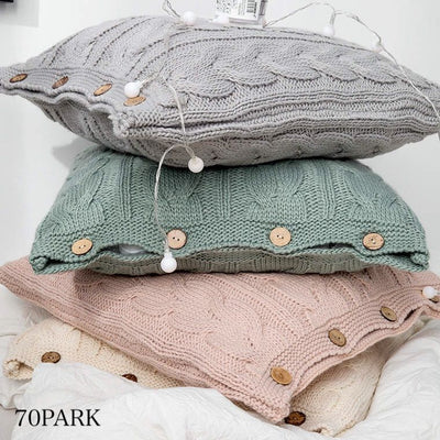 Sherbet Color Cable Knit Cushion Cover