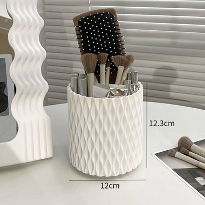 White Color 360 Degree Rotating Brush Stand Pen Holder
