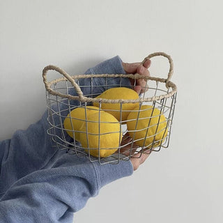 Handled Iron Mini Basket Storage Basket
