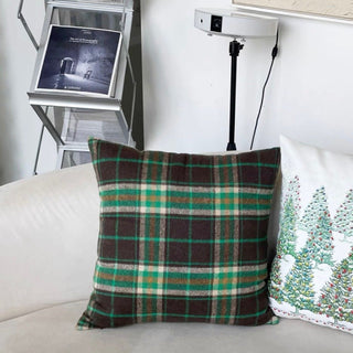 Green tartan check pattern cushion cover 45x45