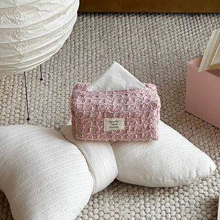 Pink Mix Tweed Tissue Case  Tissue Cover