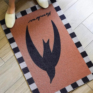 Swallow pattern entrance mat 60x90 mud-removing mat brown