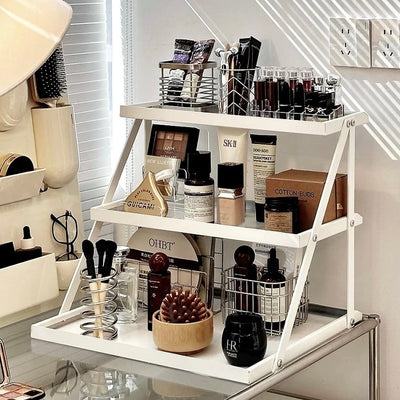 Three-tiered Perfume & Cosmetics Display Iron Storage Open Rack