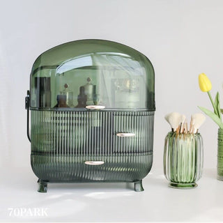 Green Portable Cosmetic Box Makeup Storage