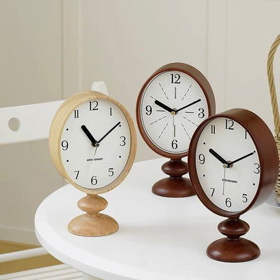 Oval-shaped Retro Wood Stand Clock