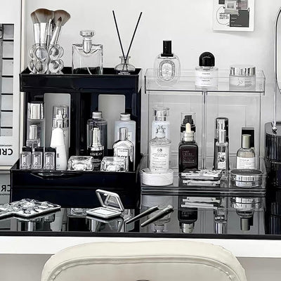 Rectangular Simple Tabletop Two-Tier Cosmetic Storage Rack
