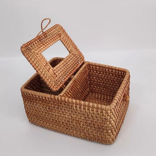 Rattan Multifunctional Tissue Case Storage Small Item Holder Remote Control Stand