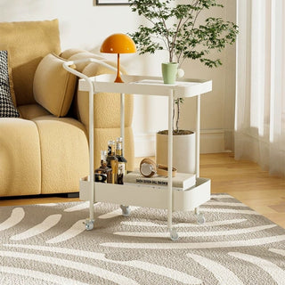 Handle Castered Iron Two-Tier Side Table