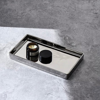 Metallic Silver Ceramic Rectangular Tray  2 Sizes