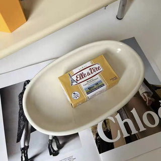 Footed Ceramic Oval Tray Plate