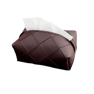 Brown Braided-Style Faux Leather Tissue Case  Tissue Cover