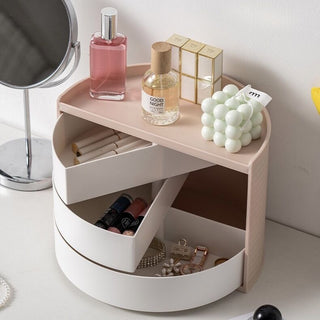 Semicircular degree sliding cosmetic boxin  storage.