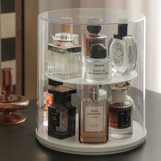 360 Degree Rotating Clear Perfume & Cosmetics Storage Two-Tier Display Rack