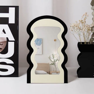 Monochrome Bicolor Wave Mirror Tabletop Wall-Mounted Mirror