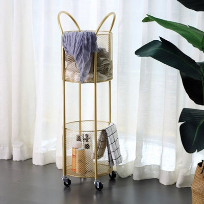 tier laundry basket with casters storage cart