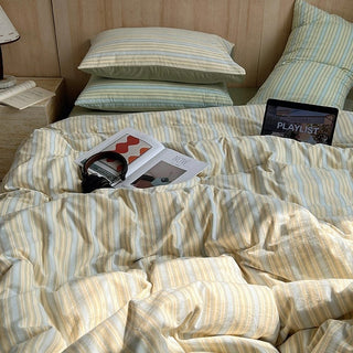 Color Multi-stripe Cotton Duvet Cover Set  Bed Cover