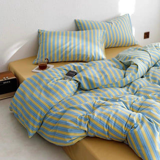 Blue and Yellow Stripe Duvet Cover Set
