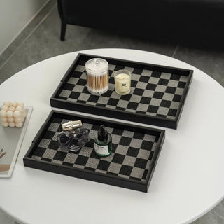 Black Iron Checkerboard Tray   in  and 2 Sizes  Storage