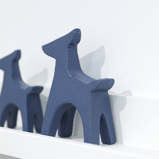 Deer motif wooden object set of 2  dog