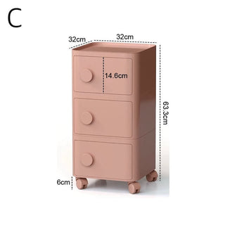 Castered Square Three-Tier Storage Rack Side Table