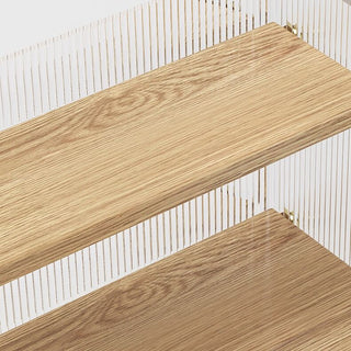 Clear x Wood Grain Three-Tier Storage Display Rack