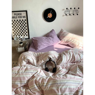 Multi-stripe cotton duvet cover setin  and 2 sizes.