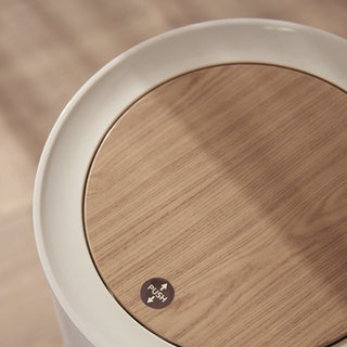 Wood-look x White Dustbin with Lid
