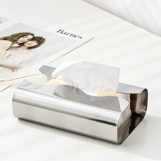 Stainless steel wave tissue case silver