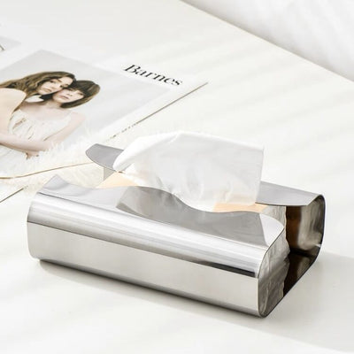 Stainless steel wave tissue case silver