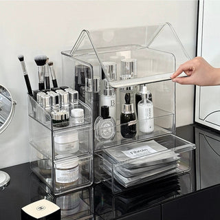 Piece Set Clear Silver Large Capacity Cosmetic Storage Box