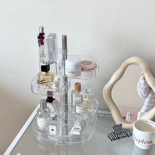 Clear Acrylic Multi-Tier Rotating Rack for Cosmetics Storage
