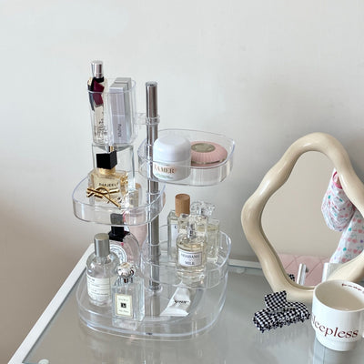 Clear Acrylic Multi-Tier Rotating Rack for Cosmetics Storage
