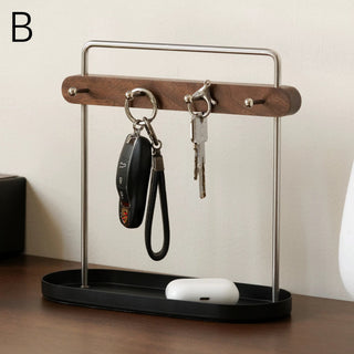 Silver Frame Wood Accessory Key Stand Tray  Storage Tray for Small Items