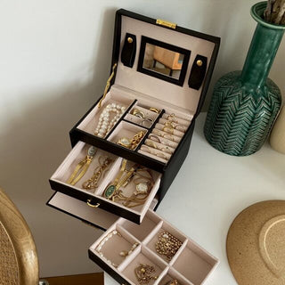 Mirrored Three-Tier Drawer Jewelry Box