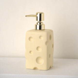Cheese motif ceramic dispenser refillable bottle