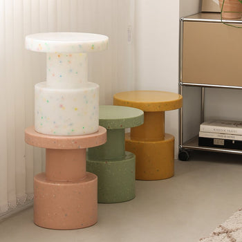 Mixed Color Compact Side Table Stool   in