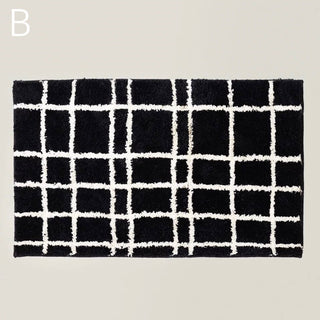 Monochrome Grid Door Mat Entrance Mat  50x80cm Absorbent Non-Slip Tufted